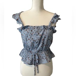 New SIENNA SKY Floral  Sleeveless Tied Waist Tops Size M